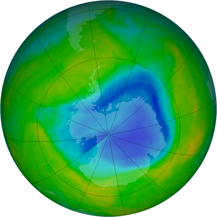 Antarctic ozone map for 19 November 2003